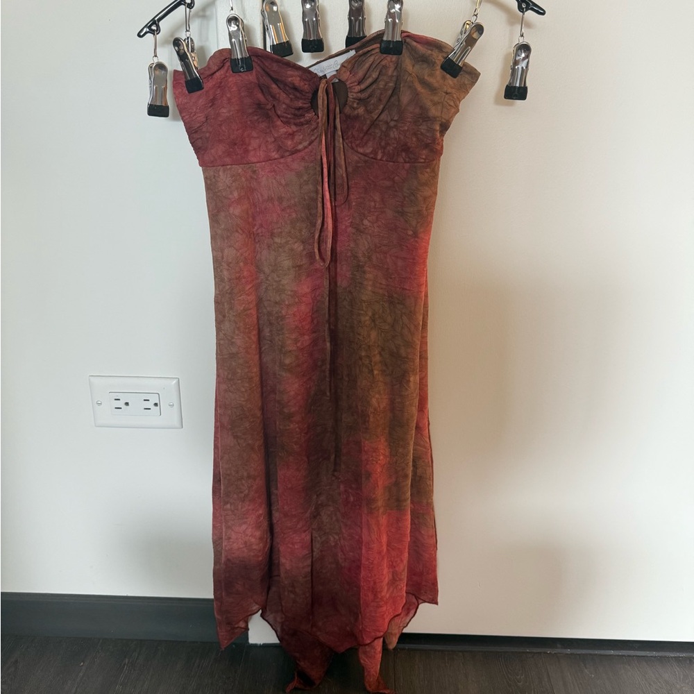 Charlotte Russe Red Asymmetrical Maxi Skirt